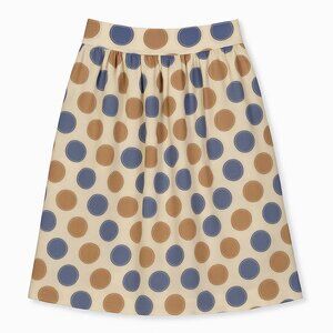 Edme & Esyllte Anthropologie Polka Dot Skirt S Beige Blue Brown Pockets A-Line